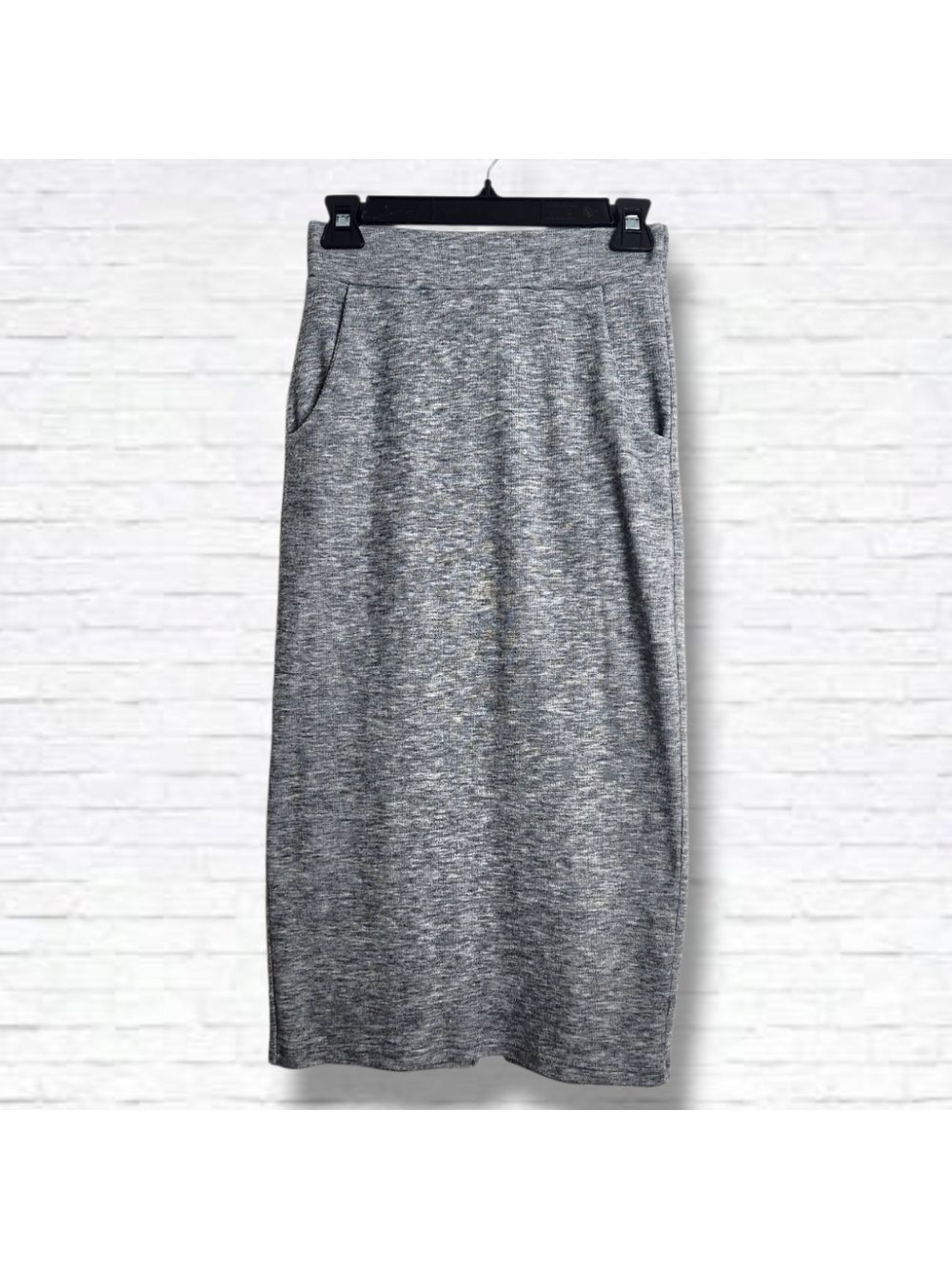 Smash + Tess Chelsea Heathered Grey Pull On Midi Length Pencil Skirt Size XS
